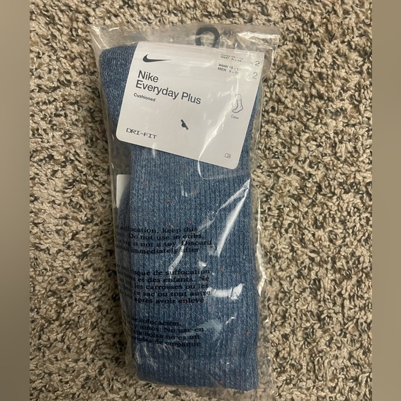 Men's Nike Everyday Plus Dri-FIT Cushioned Crew Socks 2 Pack Blue - Picture 5 of 5